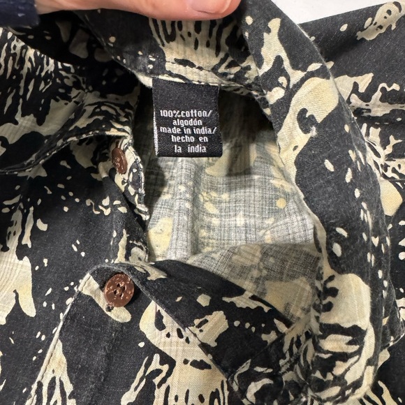Ocean Pacific Hawaiian Hula Large Shirt Black Button Up Short Sleeves  Pocket - Picture 7 of 7